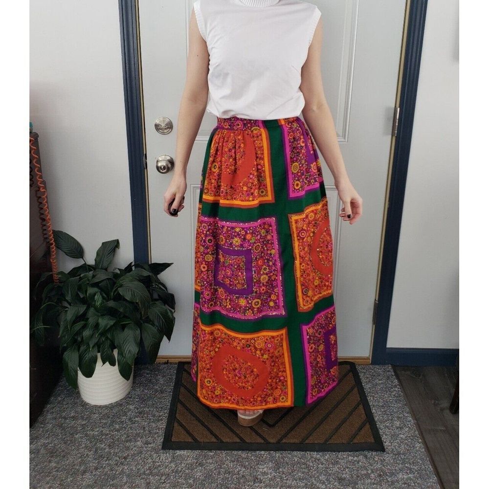 Vintage 70s Hand Made Groovy Maxi Skirt